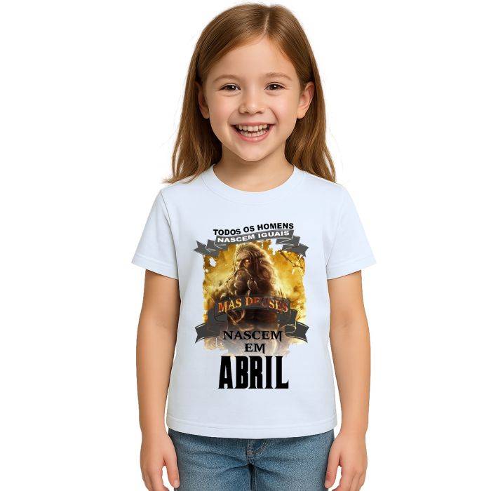 Camiseta Homens Deuses Nascem Em Abril Personalizada