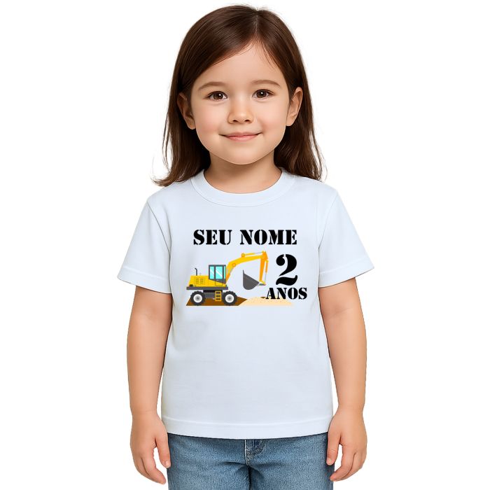 Camiseta Construção Escavadeira Estampa Personalizada