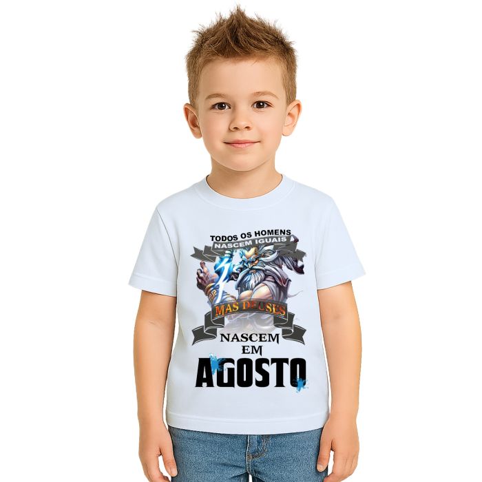 Camiseta Homens Deuses Nascem Em Agosto Personalizada