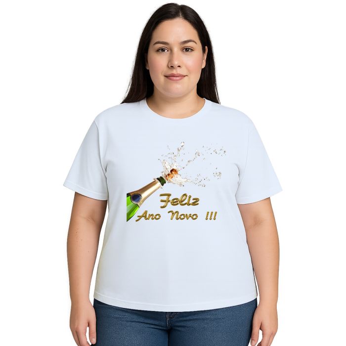 Camiseta Feliz Ano Novo Champanhe Personalizada