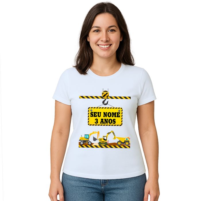 Camiseta Maquinas de Construção Estampa Personalizada