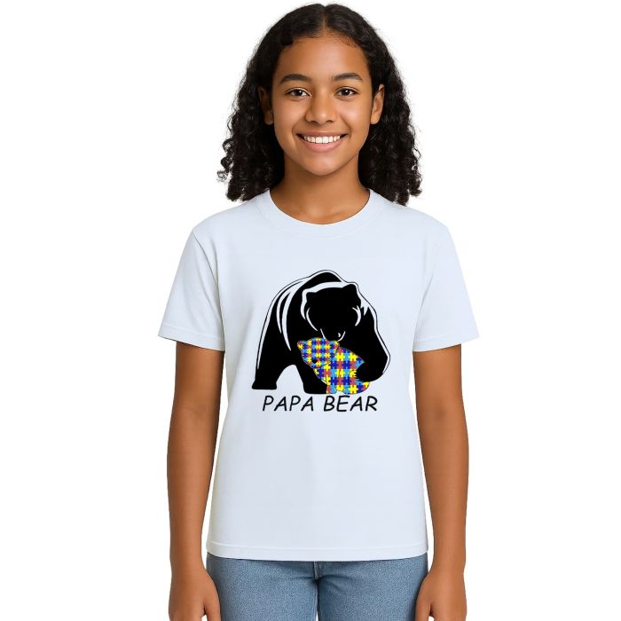 Camiseta Papai Urso Papa Bear Autista Personalizada