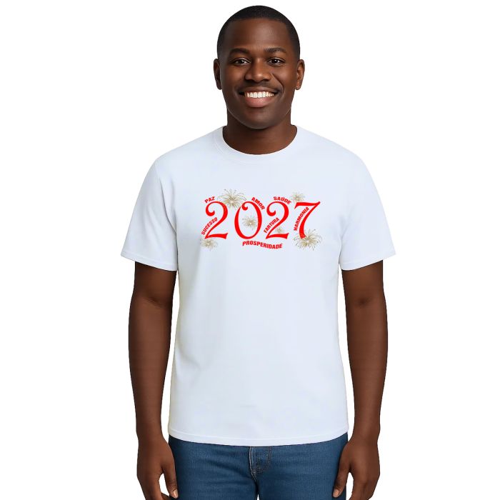 Camiseta Feliz Ano Novo Frases Réveillon Personalizada