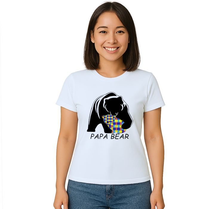 Camiseta Papai Urso Papa Bear Autista Personalizada