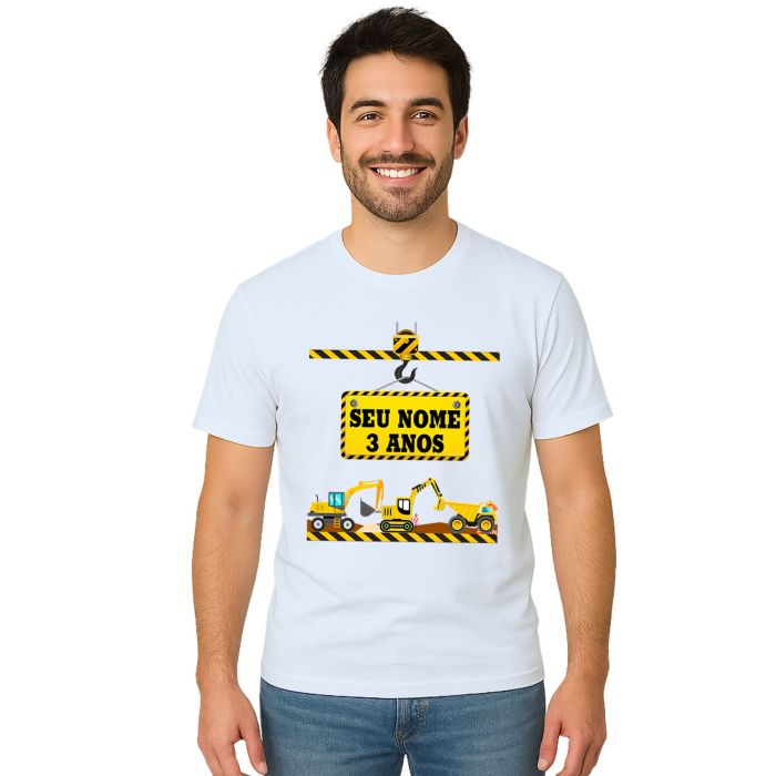 Camiseta Maquinas de Construção Estampa Personalizada