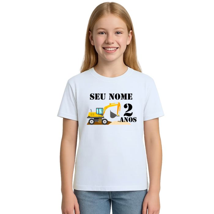 Camiseta Construção Escavadeira Estampa Personalizada