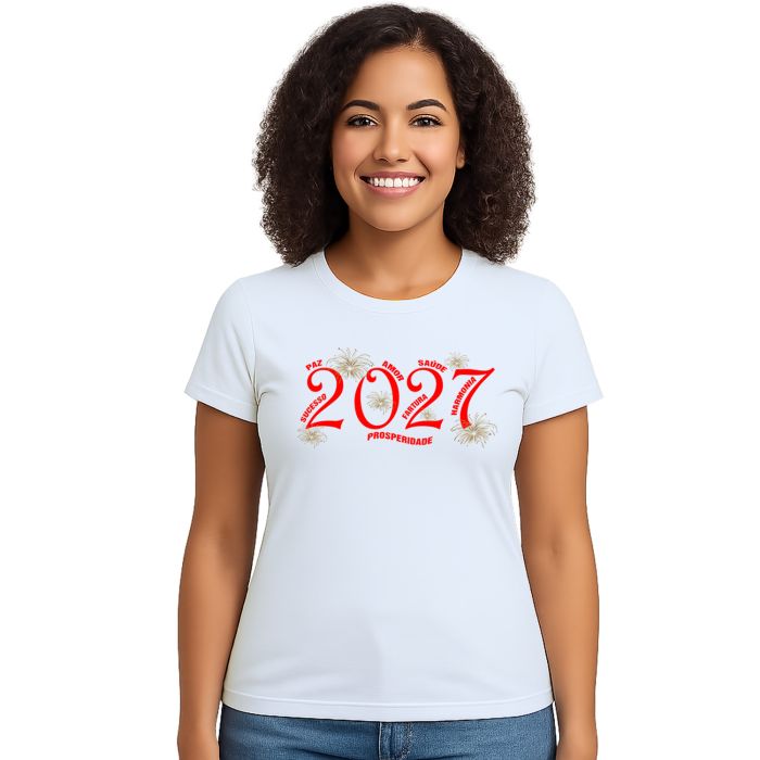 Camiseta Feliz Ano Novo Frases Réveillon Personalizada