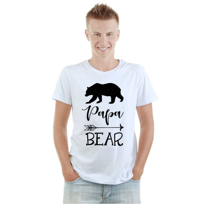 Camiseta Papai Urso Papa Bear Arrow Personalizada Algodão