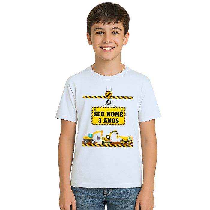 Camiseta Maquinas de Construção Estampa Personalizada