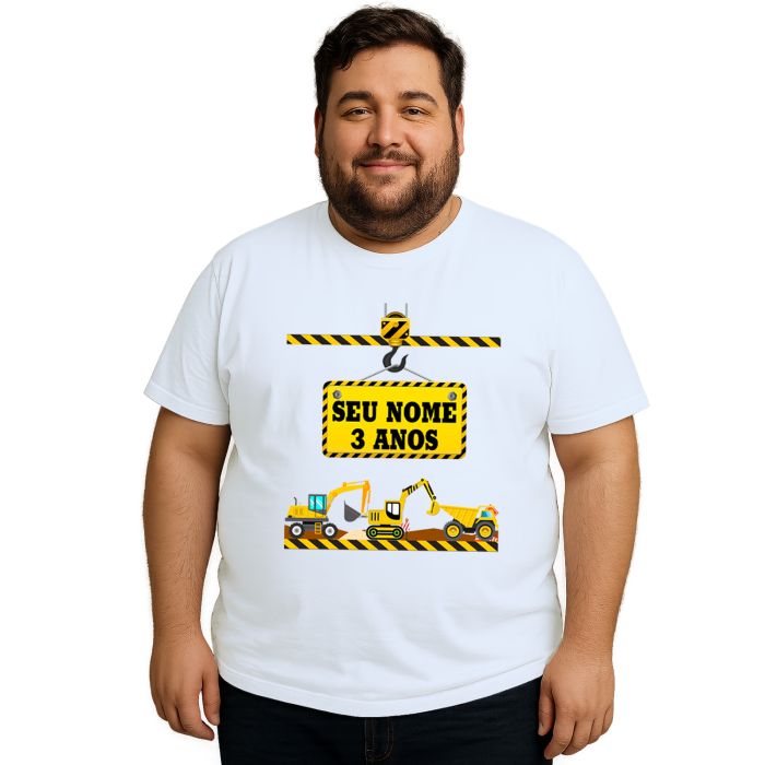 Camiseta Maquinas de Construção Estampa Personalizada
