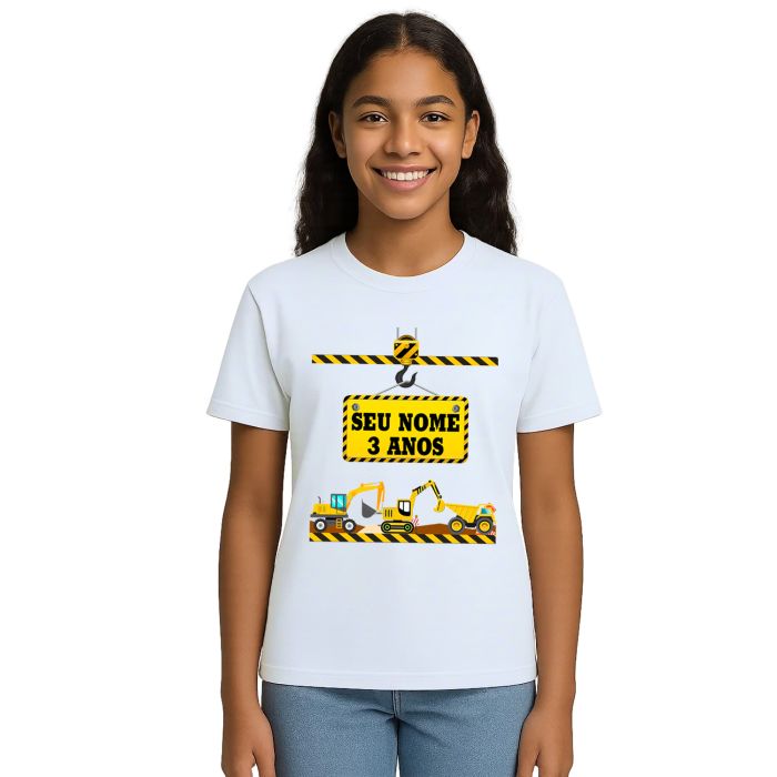 Camiseta Maquinas de Construção Estampa Personalizada