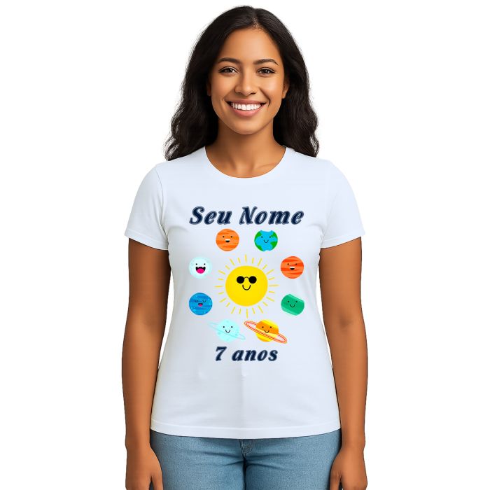 Camiseta Planetas Sistema Solar Estampa Personalizada
