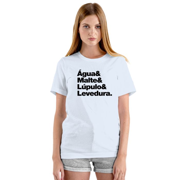 Camiseta Água Malte Lúpulo Levedura Personalizada Algodão