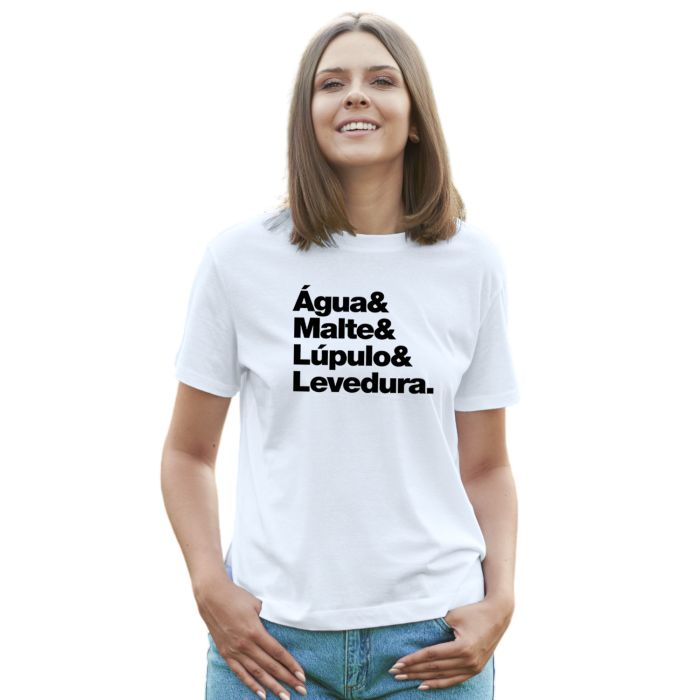 Camiseta Água Malte Lúpulo Levedura Personalizada Algodão