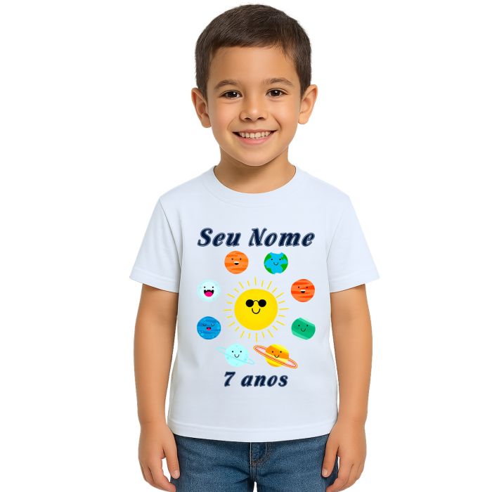 Camiseta Planetas Sistema Solar Estampa Personalizada