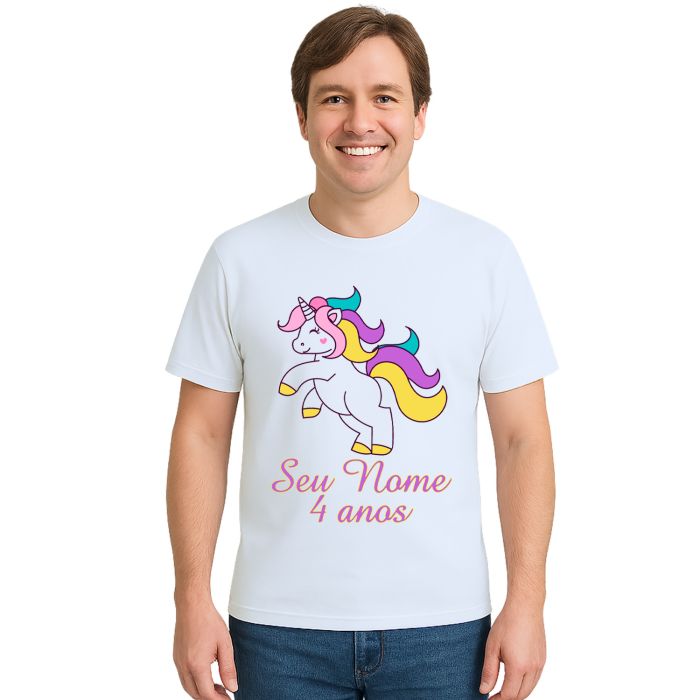 Camiseta Unicórnio Happy Licorne Estampa Personalizada