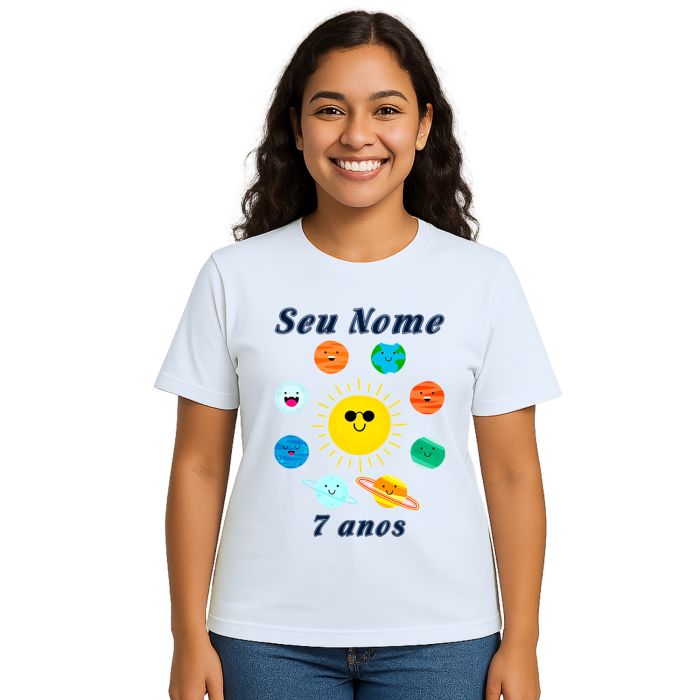 Camiseta Planetas Sistema Solar Estampa Personalizada