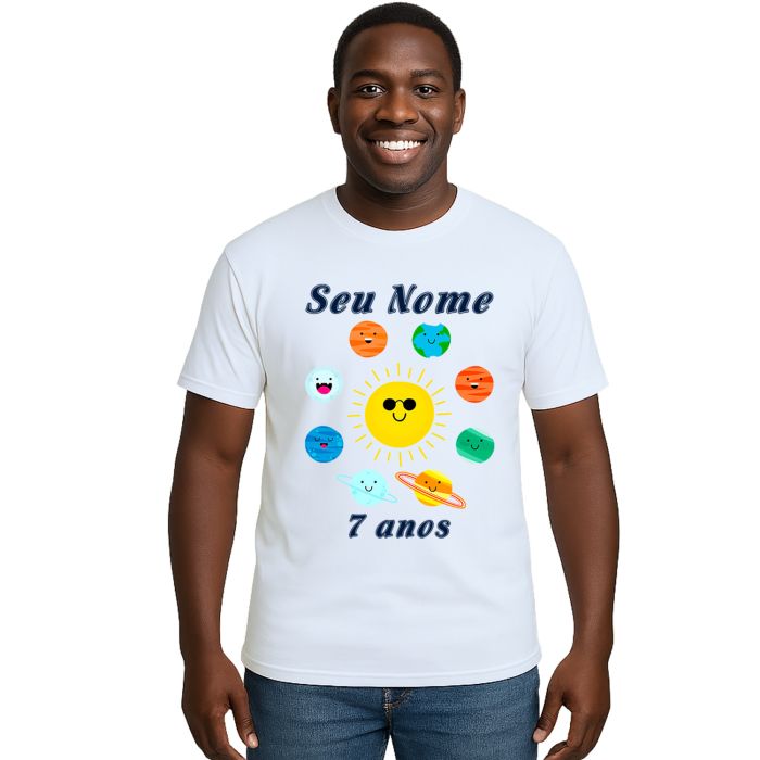 Camiseta Planetas Sistema Solar Estampa Personalizada