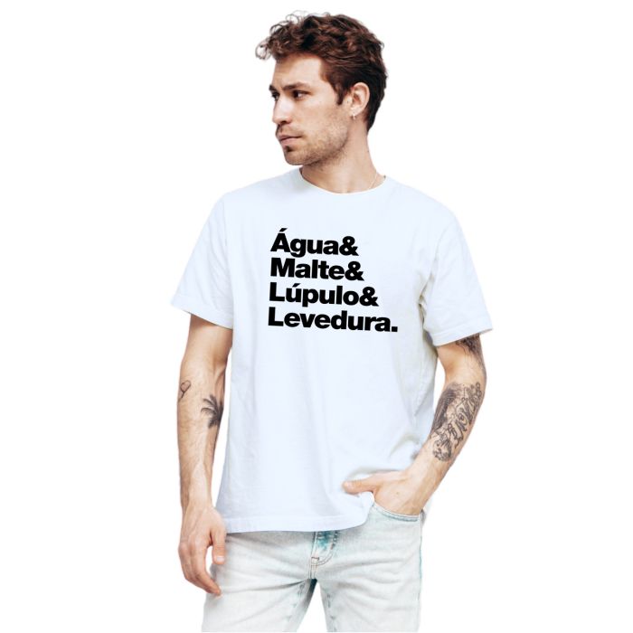 Camiseta Água Malte Lúpulo Levedura Personalizada Algodão