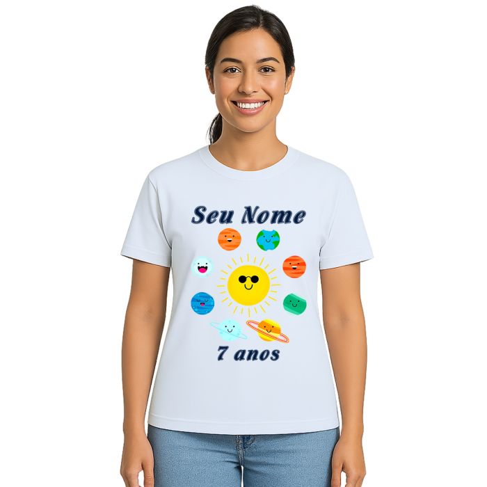 Camiseta Planetas Sistema Solar Estampa Personalizada