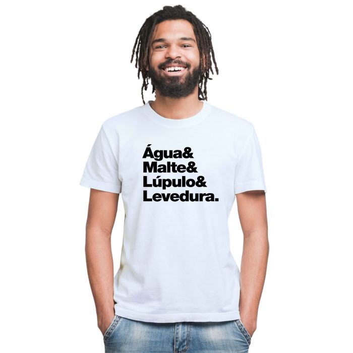 Camiseta Água Malte Lúpulo Levedura Personalizada Algodão