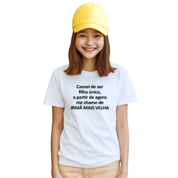 Camiseta Irmã Mais Velha Estampa Personalizada