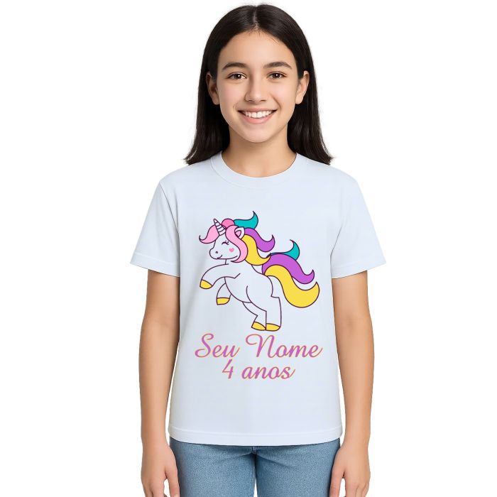 Camiseta Unicórnio Happy Licorne Estampa Personalizada