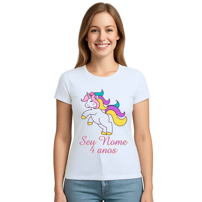 Camiseta Unicórnio Happy Licorne Estampa Personalizada
