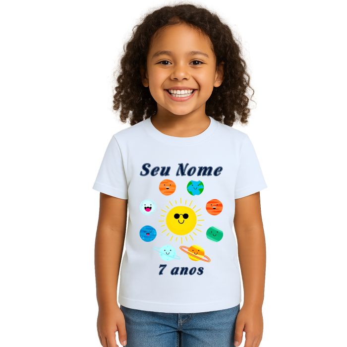 Camiseta Planetas Sistema Solar Estampa Personalizada