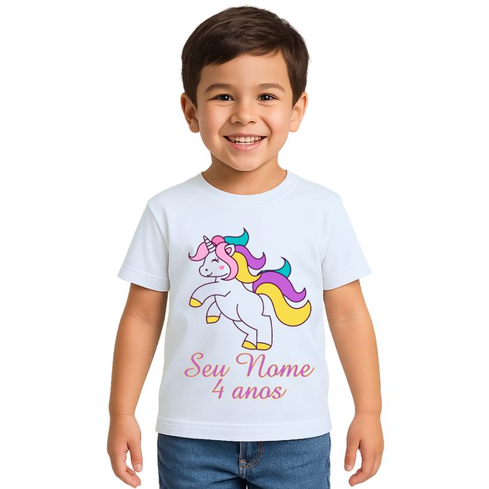 Camiseta Unicórnio Happy Licorne Estampa Personalizada