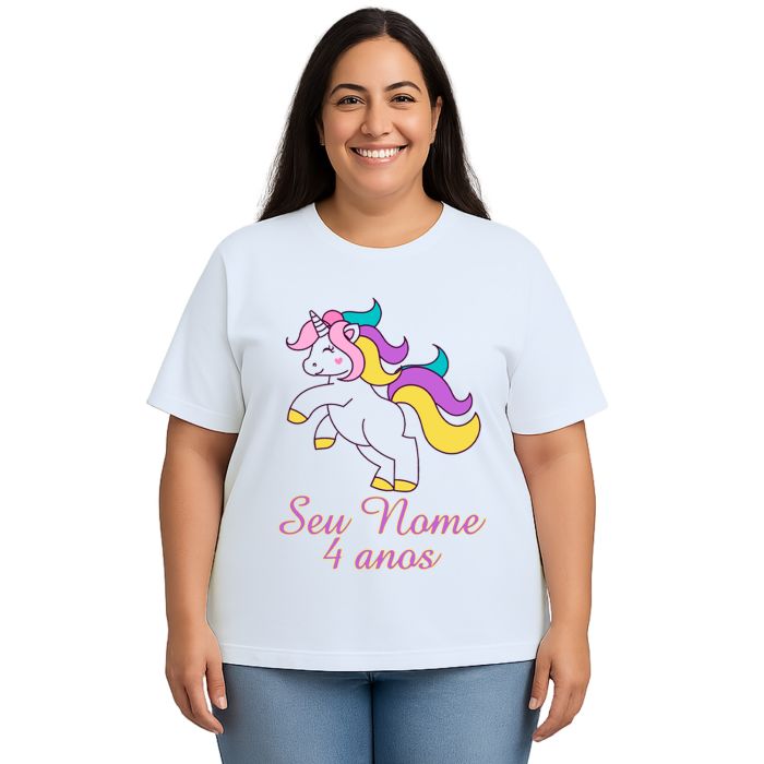 Camiseta Unicórnio Happy Licorne Estampa Personalizada