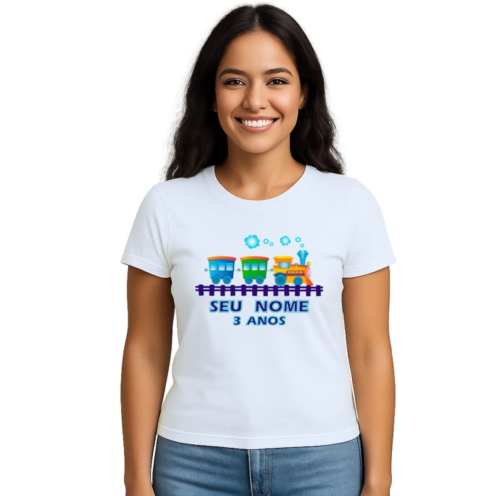 Camiseta Trenzinho Locomotiva Trem Personalizada