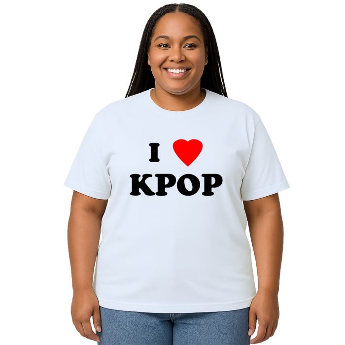 Camiseta I Love KPOP Amor K-Pop Estampa Personalizada