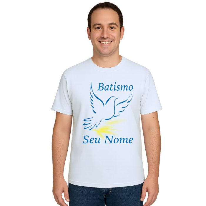 Camiseta Batizado Batismo Benção Religiosa Personalizada