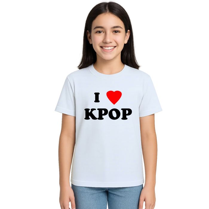 Camiseta I Love KPOP Amor K-Pop Estampa Personalizada