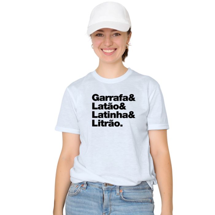 Camiseta Garrafa Latão Latinha Litrão Personalizada Algodão