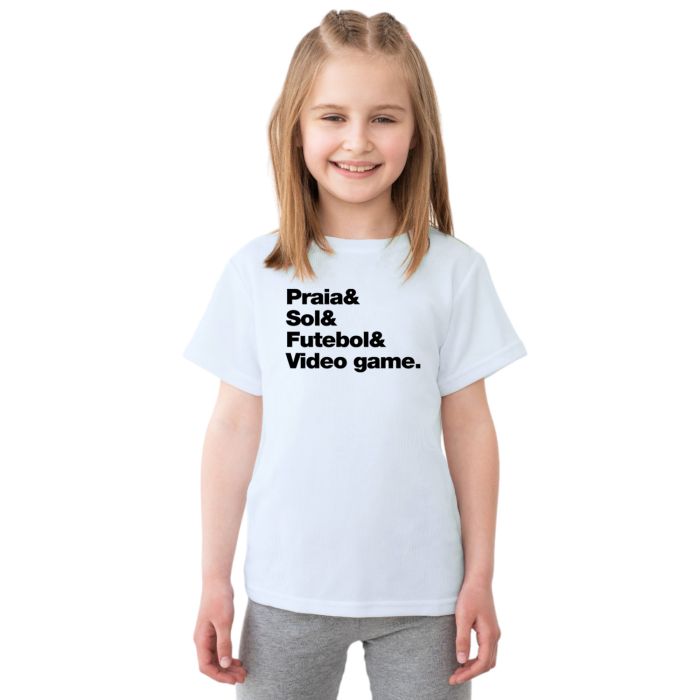 Camiseta Praia Sol Futebol Vídeo Game Personalizada Algodão