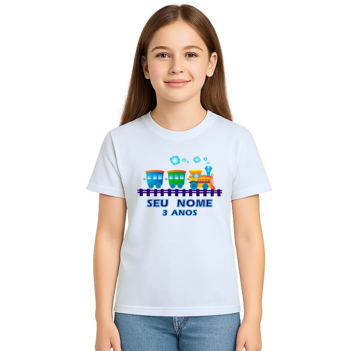 Camiseta Trenzinho Locomotiva Trem Personalizada