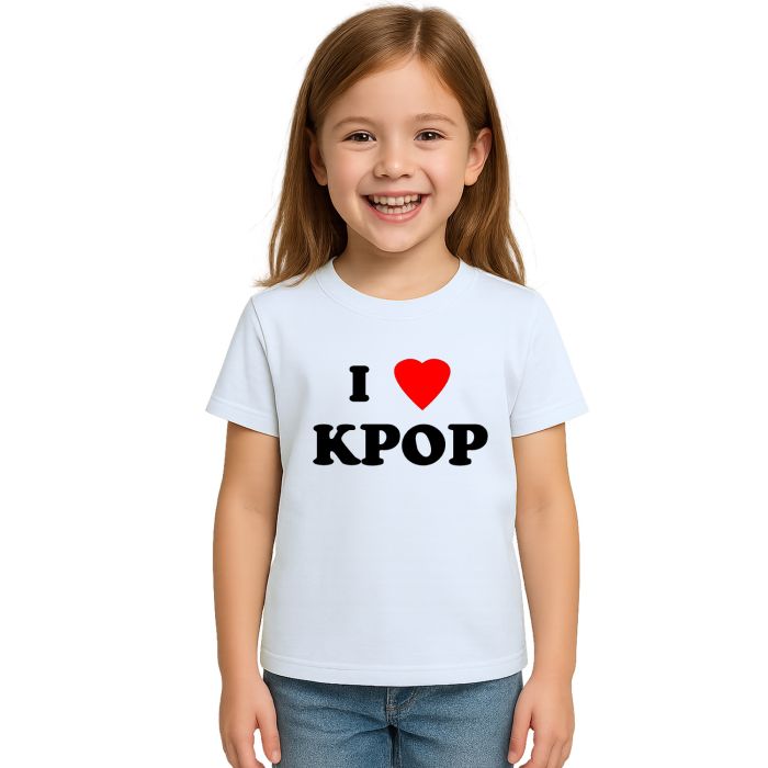 Camiseta I Love KPOP Amor K-Pop Estampa Personalizada