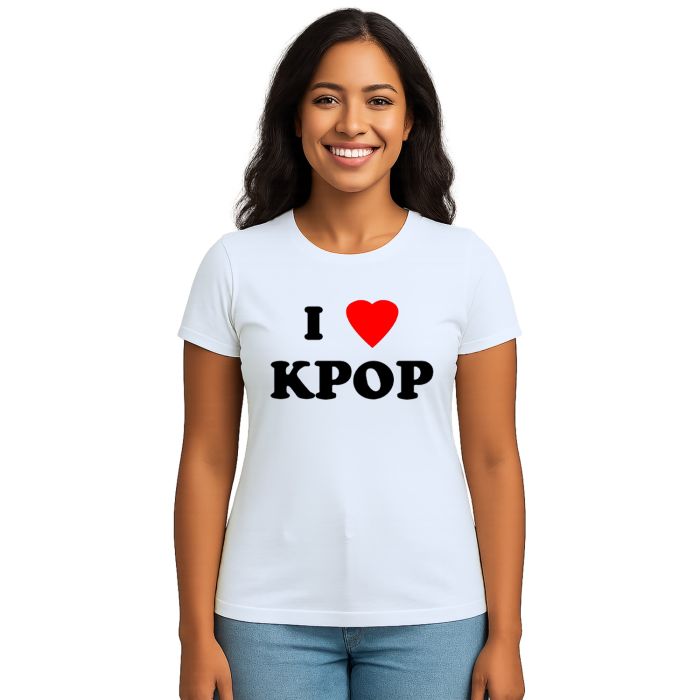 Camiseta I Love KPOP Amor K-Pop Estampa Personalizada