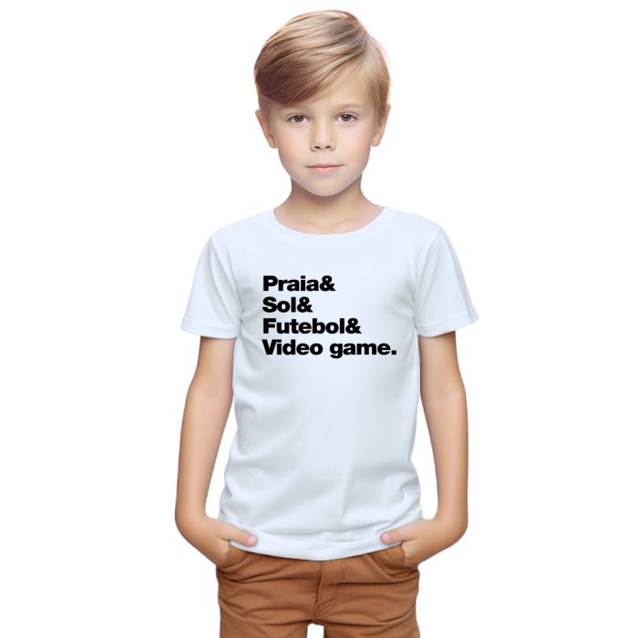 Camiseta Praia Sol Futebol Vídeo Game Personalizada Algodão