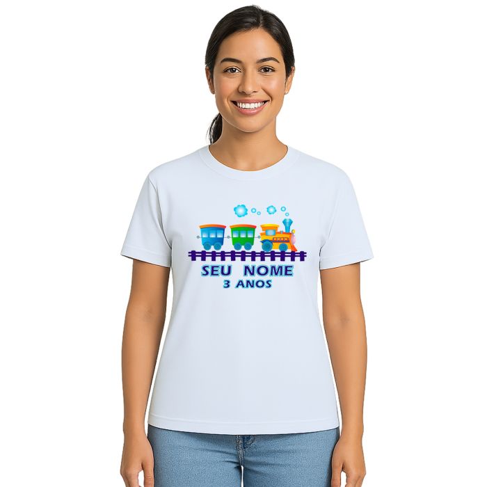 Camiseta Trenzinho Locomotiva Trem Personalizada