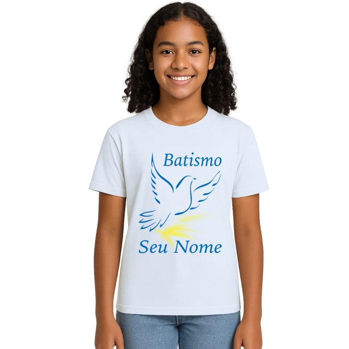 Camiseta Batizado Batismo Benção Religiosa Personalizada