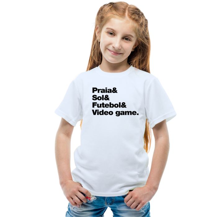 Camiseta Praia Sol Futebol Vídeo Game Personalizada Algodão