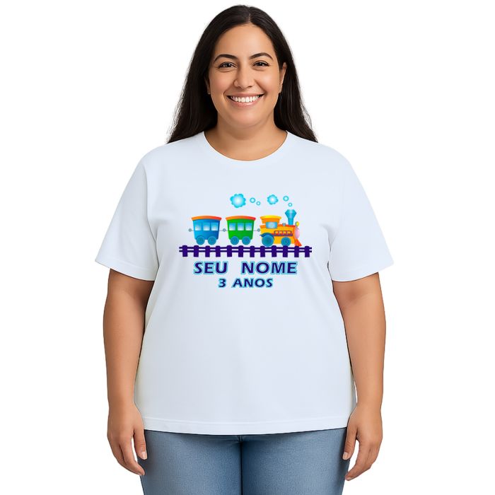 Camiseta Trenzinho Locomotiva Trem Personalizada