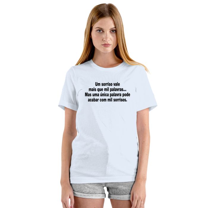 Camiseta Sorriso Vale Mais Que Mil Palavras Personalizada