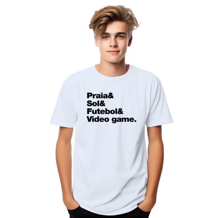 Camiseta Praia Sol Futebol Vídeo Game Personalizada Algodão
