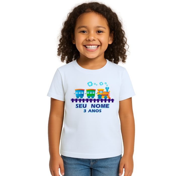 Camiseta Trenzinho Locomotiva Trem Personalizada
