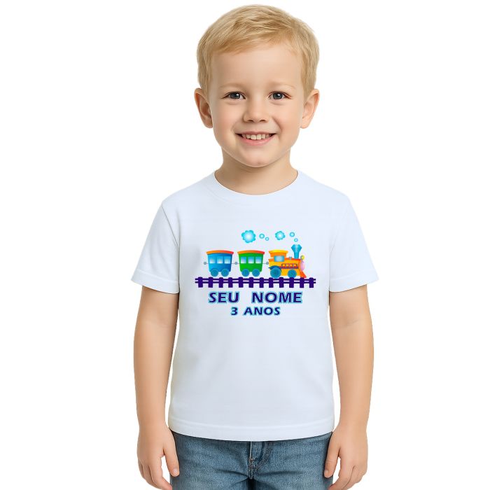 Camiseta Trenzinho Locomotiva Trem Personalizada