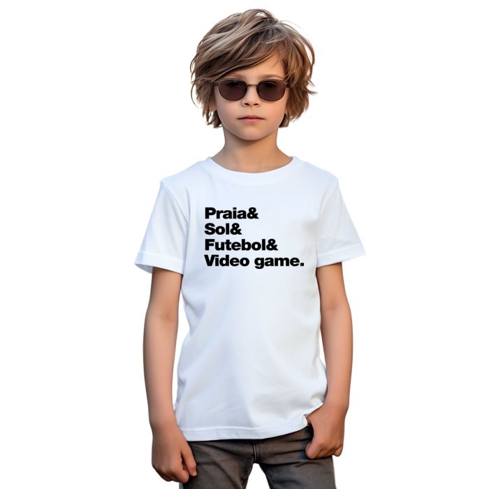Camiseta Praia Sol Futebol Vídeo Game Personalizada Algodão